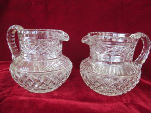 Rare Pair of Old English Cut Crystal Pitchers
