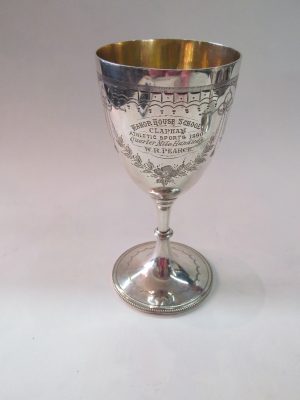 Antique English Silverplate Engraved Presentation Goblet