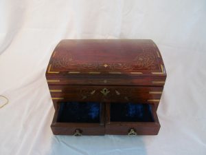 Brass Inlaid Rosewood Fitted Jewelry Chest