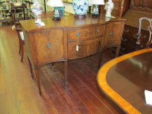 Old English Inlaid Mahogany Hepplewhite Style Serpentine Sideboard