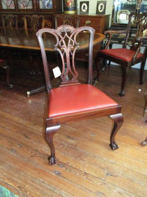 Old English Solid Mahogany Chippendale Style Dining Chairs