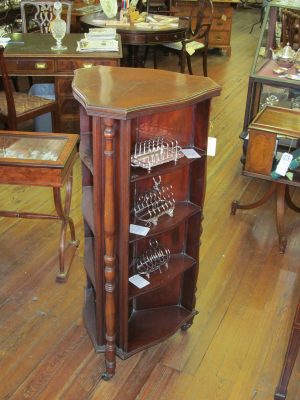 Antique English Mahogany Sheraton Style Triangular Whatnot