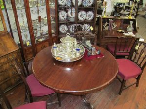 Antique English Solid Mahogany Circular Tilt-Top Table