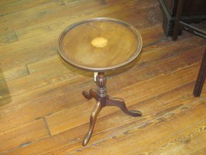 Old English Inlaid Mahogany Q.A. Style Tripod Wine Table