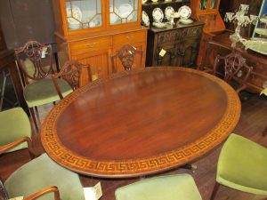 Old English Inlaid Mahogany Tilt-Top Oval Shape Breakfast or Dining Table