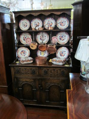 Antique English Handcarved Oak Welsh Dresser