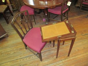 Antique English Mahogany Lap Desk on Modern Stand