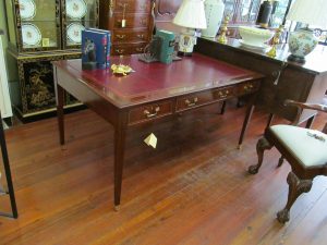 English Bench Made Inlaid Mahogany Hepplewhite Style Partner's Writing Table