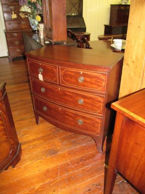 Antique English Inlaid Mahogany Bowfront Chest of Drawers