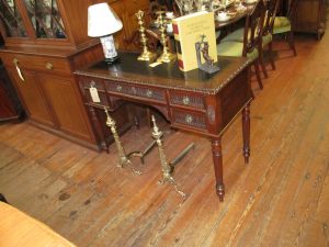 Antique English Carved Mahogany Sheraton Writing Table