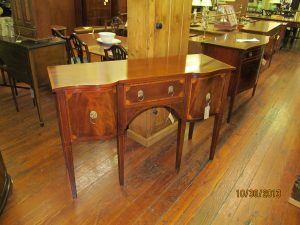 Antique English Inlaid Mahogany Regency Style Shaped Front Sideboard