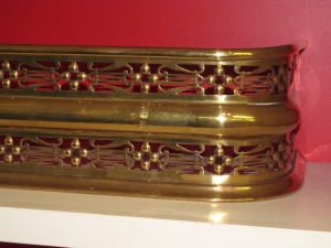 Antique English Pierced Brass Geo. III Fireplace Fender