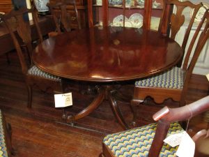 Solid Mahogany Regency Style Round Tilt-Top Pedestal Dining Table