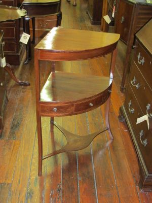Mahogany Double Line Inlaid Regency Style Corner Washstand
