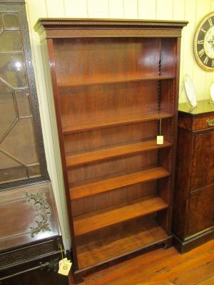 English Benchmade Mahogany Adjustable Shelf Open Bookcase