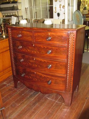 Flame Mahogany Rope-Carved Bowfront Chest