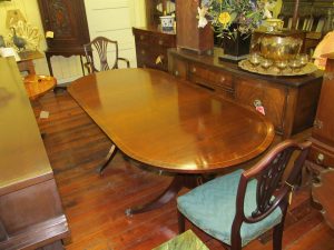 Inlaid Mahogany Cottage Size Dining Table