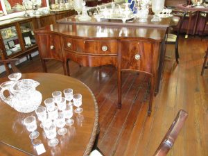 Hepplewhite Style Flame Mahogany Serpentine Sideboard