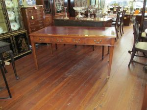 English Bench Made Burr Walnut Writing Table