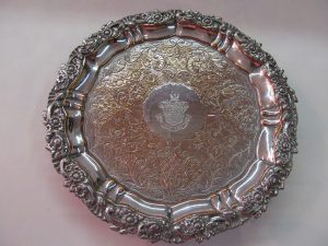 Antique English Silverplate Armorial Salver