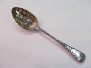 Old English Silverplate Hand Chased Gilt Bowl Berry Spoon