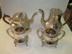 Old English Silverplate Hand Chased Tea and Coffee Set