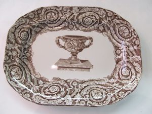 Rare Antique English Brown & White Transferware Platter