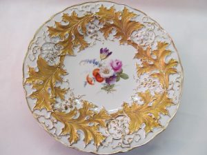 Hand Painted Gilt and Floral Cake Plate