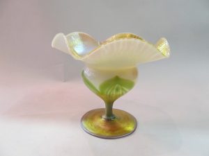 Tiffany "Favrille" Glass Ruffled Pedestal Vase