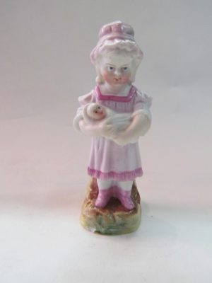 Hand Painted Figure of Young Girl with Baby