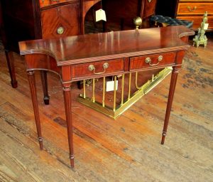 Bench Made Inlaid Flame Mahogany Sheraton Style Console