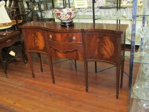 Rare English Inlaid Serpentine Sideboard or Huntboard