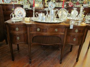 Antique English "Double Serpentine" Shape Sideboard