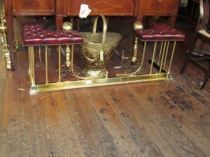 English Solid Brass and Leather Tufted Club Fender