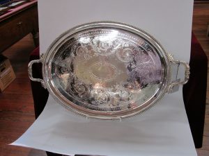 Hand Chased and Engraved Oval Tea Tray