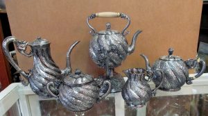 Rare Antique Luen Wo Chinese Export Silver Tea and Coffee Set