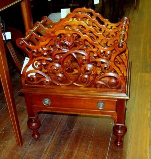 Hand Carved Solid Mahogany Reproduction Canterbury