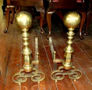 PAIR American Cast Brass Style Andirons