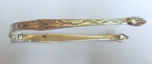 "Bright Cut" Hester Bateman Sugar Tongs