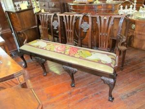 Antique Irish Chippendale Geo. II Hand Carved Mahogany Settee