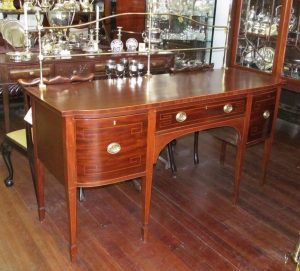 Antique Inlaid Mahogany Sideboard with Original Brass Gallery