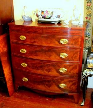Geo. IV Hepplewhite Style Bow Front Chest