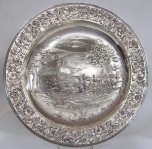 Antique English Jos. Angell Circular Sideboard Dish in Sterling Silver