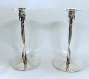 Pair of STERLING SILVER Cymric Candlesticks for Liberty and Co.