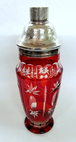 Old Austrian Ruby Overlay Crystal Cocktail Set - Image 9