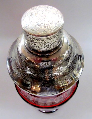 Old Austrian Ruby Overlay Crystal Cocktail Set - Image 8