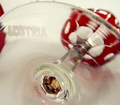 Old Austrian Ruby Overlay Crystal Cocktail Set - Image 2