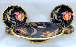 Old Rosenthal Hand Decorated German Porcelain Art Deco 11 Piece Dessert Set