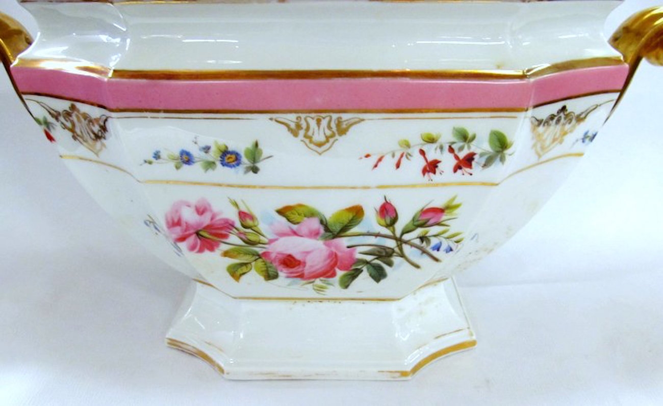 Antique French Porcelaine de Paris Soup Tureen and Matching Platter - Image 8