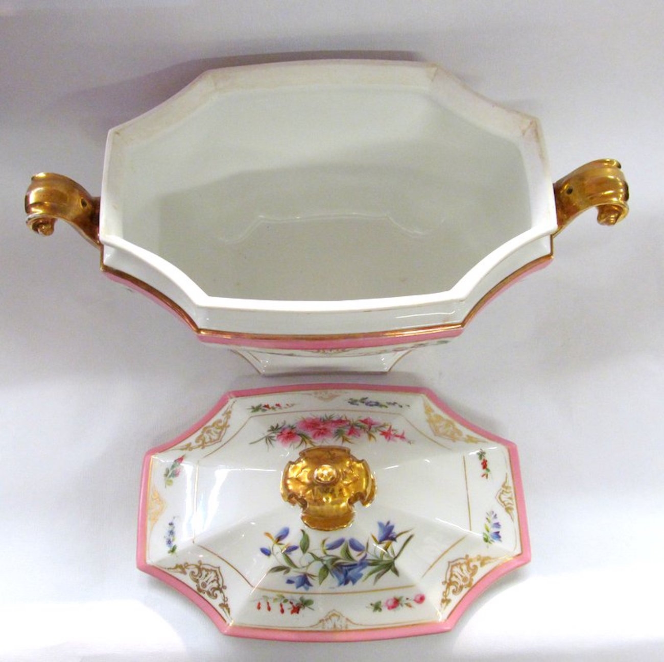 Antique French Porcelaine de Paris Soup Tureen and Matching Platter - Image 6